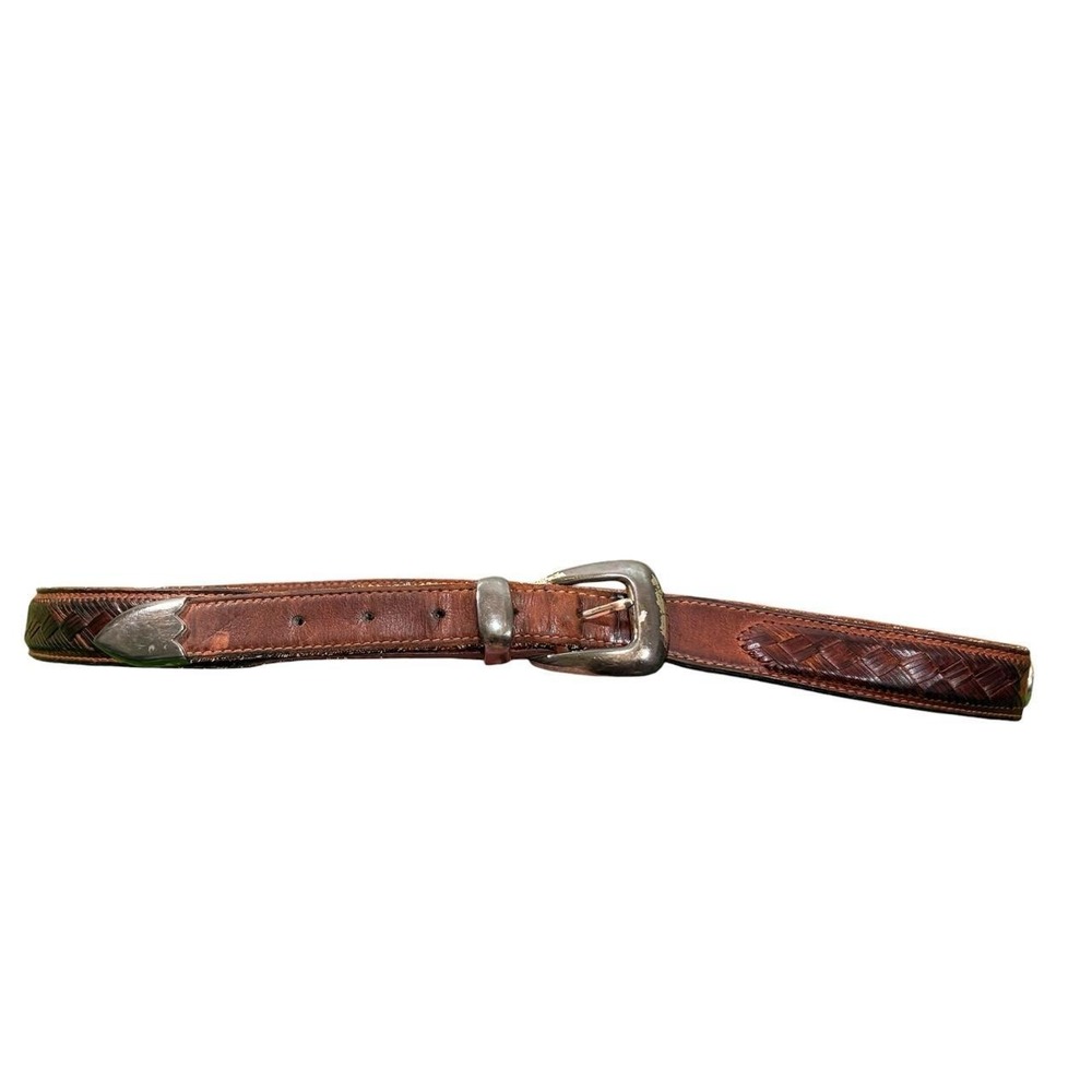 Vintage 1996 Men's Brown Leather Belt Size 38 Braided